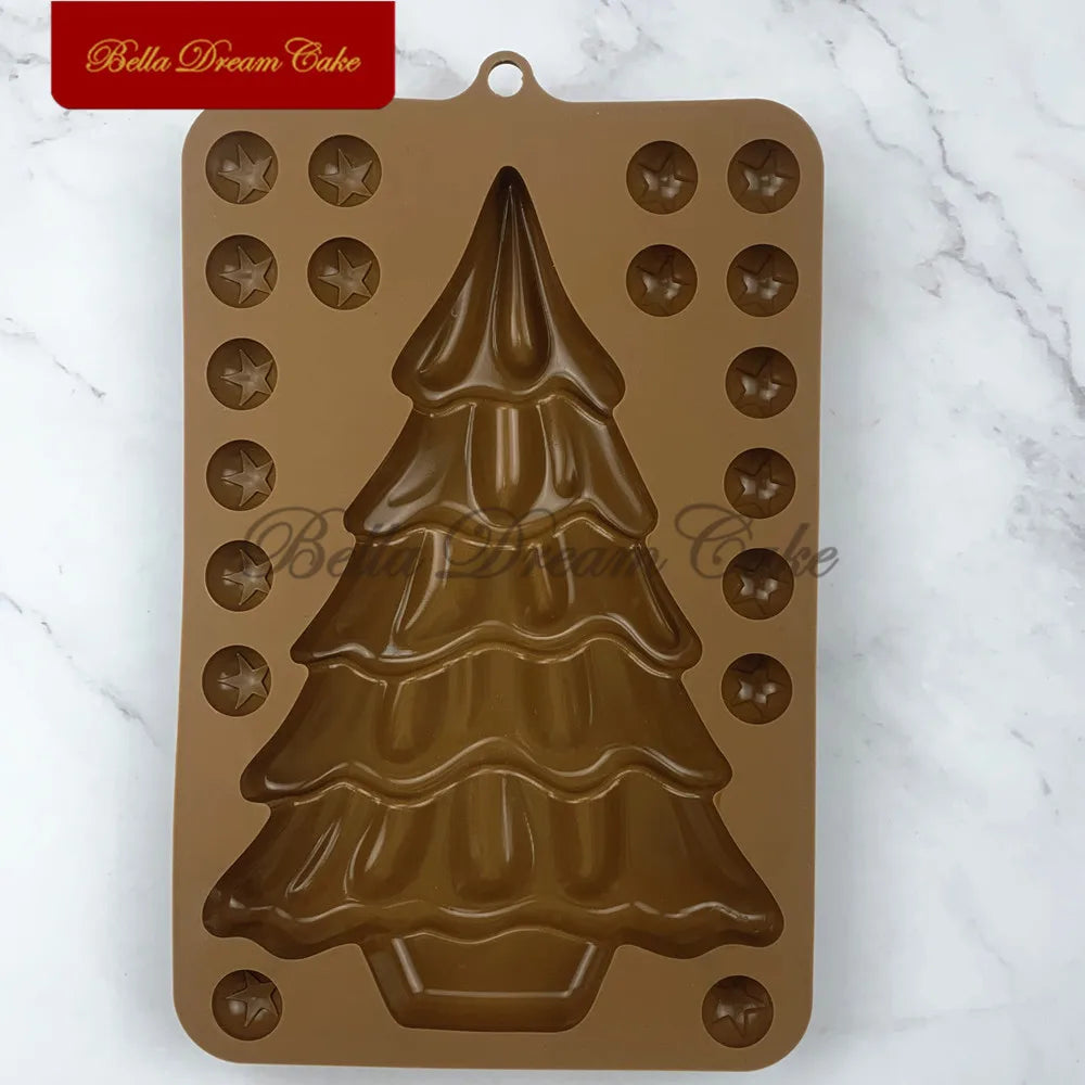 3D Bubble Star Christmas Tree Design Chocolate Silicone Mold DIY Fondant Mould Cake Decorating Tools