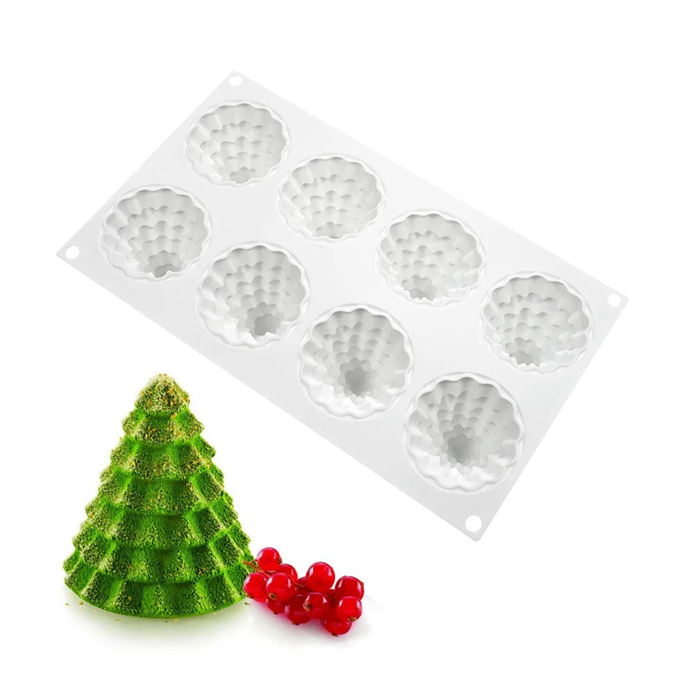 8 Holes Cream Christmas Tree Chocolate Cake Baking Tool Festival Party Biscuit Jelly Candy Silicone Mold 3D