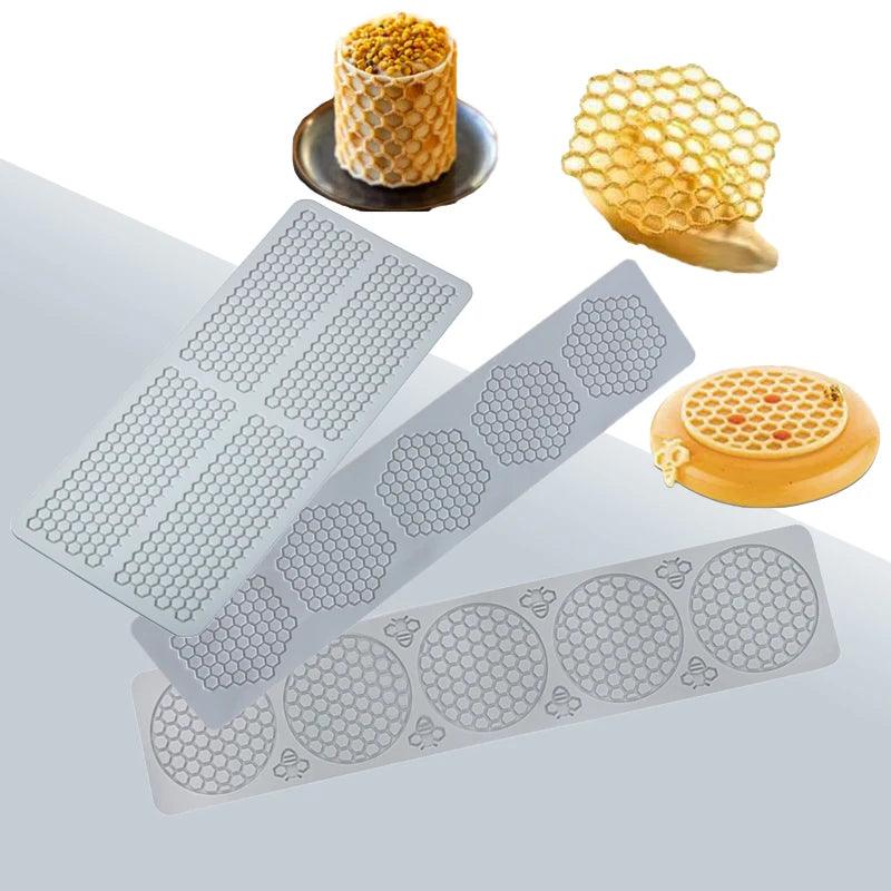 Food Grade Honeycomb Shaped Sugar Craft Silicone Pads Cake Lace Mat Chocolate Chip Cake Molds