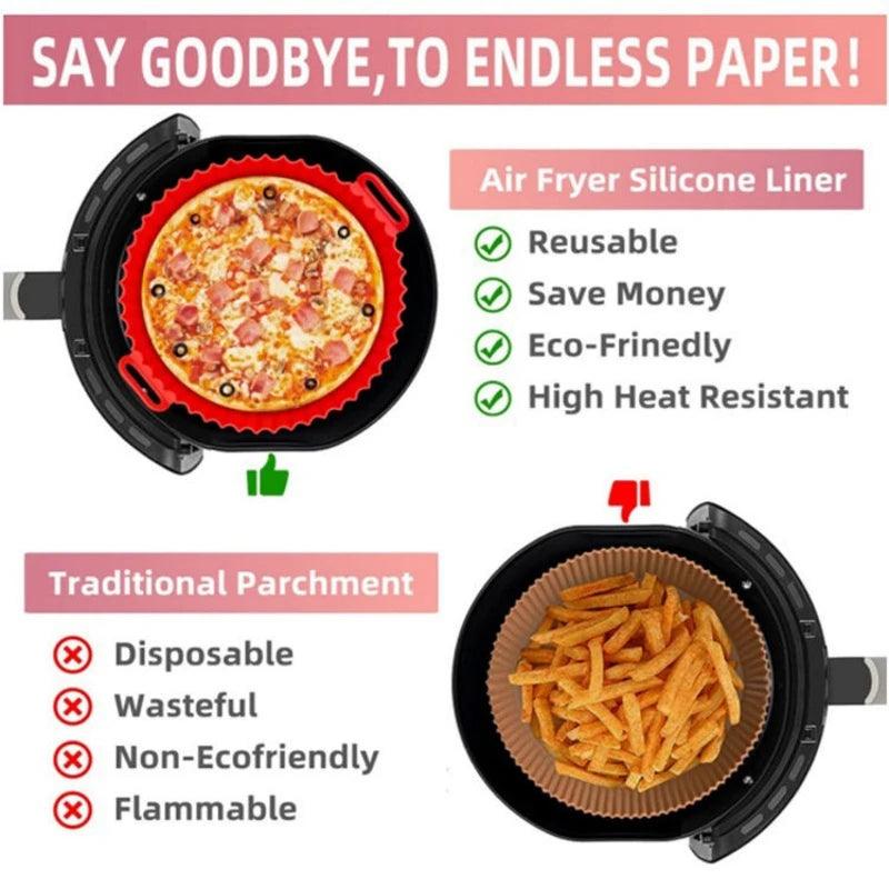 Silicone Basket Pot Tray Airfryer Liner For Air Fryer Reusable Container Accessories