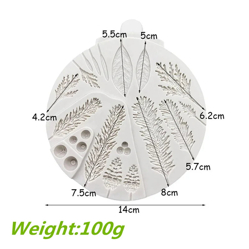 Silicone Sugarcraft Mold Leaf Foliage Christmas Tree Pineal Cone Resin Tools Cupcake Fondant Cake