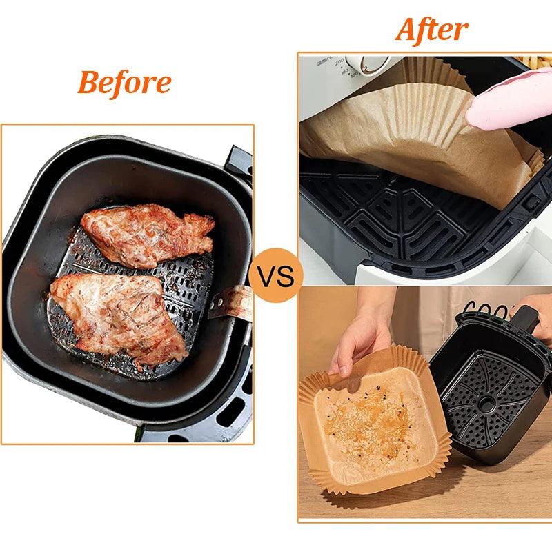 Air Fryer 50/100PCS Bakeware Disposable Paper Tray Non-Stick Mat Oil-proof Liner Non-Stick Mat