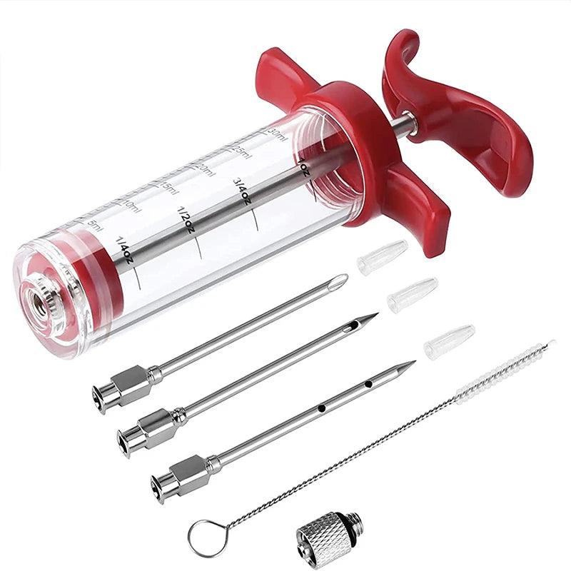 Meat Injector Syringe With 3 Marinade Injector Needles for BBQ Grill Turkey Injector Kit