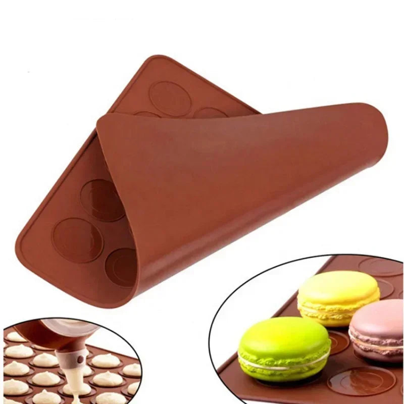 New Non-Stick Silicone Holes Macaron Macaroon Pastry Oven Baking Mould Sheet Mat Diy