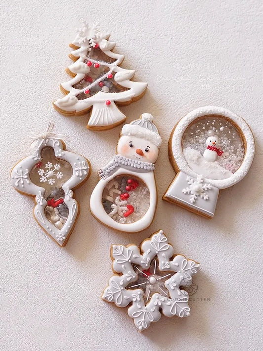 Christmas Crystal Ball Snowflake Cookie Cutter Snowman Xmas Tree Beads Biscuit Stamp DIY