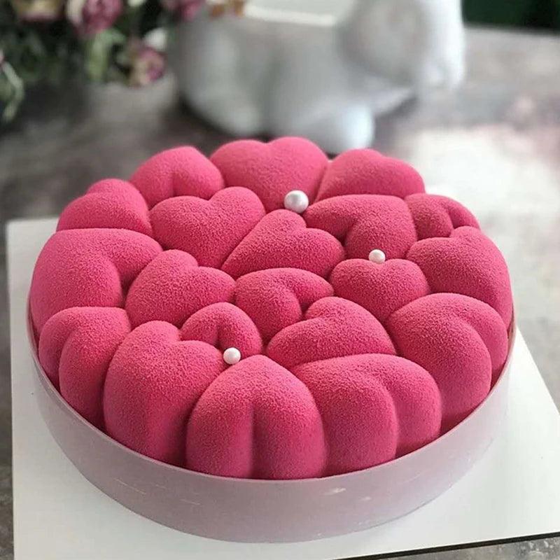 Valentine's Day Heart Shaped Stitching Texture Mousse Mould Food Grade Silicone Cake Molds