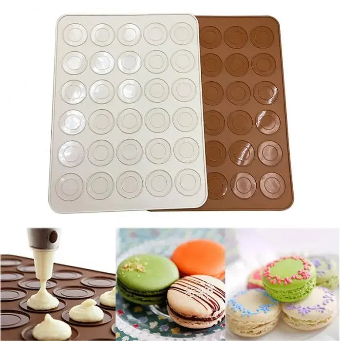 30 Holes Non-Stick Silicone Macaron Macaroon Pastry Oven Baking Mould Sheet Mat Diy Mold Useful Tools DIY