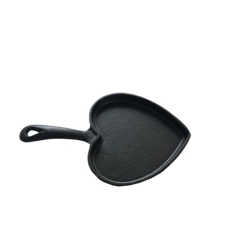 Mini Heart-shaped Uncoated Cast Iron Omelette Pan Baking Tray Little Frying Pan