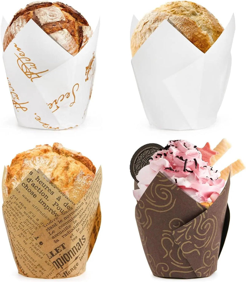 50pcs Tulip Muffin Cupcake Paper Cups Oilproof Cupcakes Liner Baking Muffin Box Cup Cake Wrap Cases