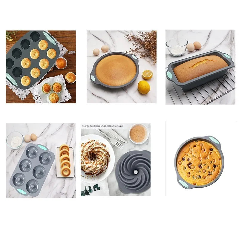 Silicone Bread Muffin Mold Heat Resistant Oven Pan Non-Stick Kitchen Bakeware Cake Pan Set