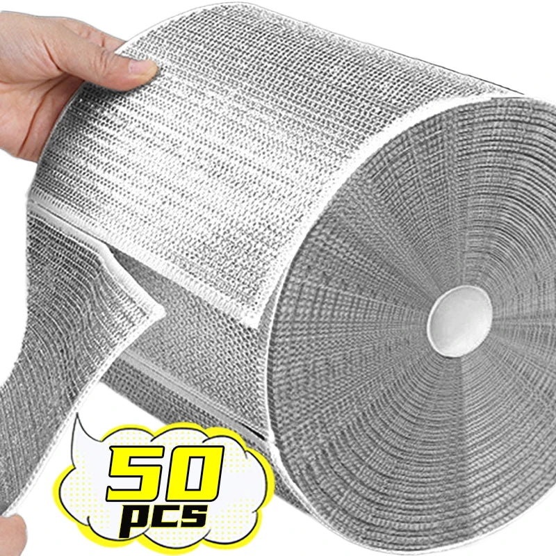 Metal Steel Wire Double-sided Dishcloth Cleaning Cloths Scrubber Rag