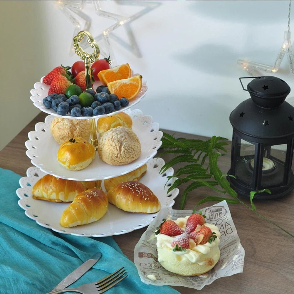 3 Layer Cake Stand Fruit Plate Tray Display Birthday Party Dessert Wedding