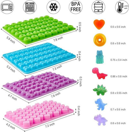 Gummy Bear Mold Silicone Chocolate Mold with Dropper DIY Dinosaur/Bear/Heart and Mini Donuts