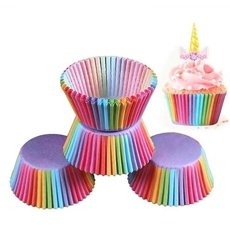 100Pcs Rainbow Cake Paper Cup