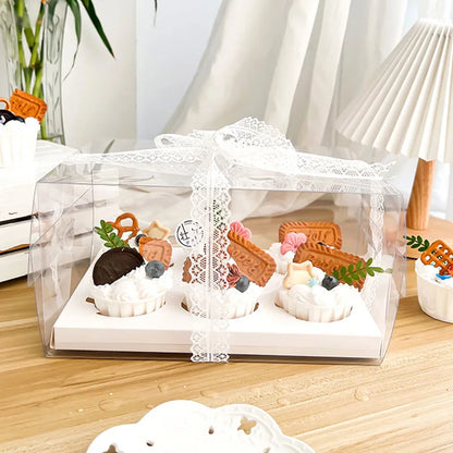 2/4/6 Pills Cupcake Packing Box Transparent Packaging Box For Birthday Wedding Home Party Dessert