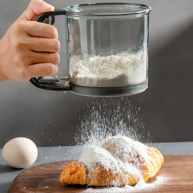 Semi-Automatic Flour Sifter with Hand Press Design Transparent Flour Sieve Non-stick Baking Tools