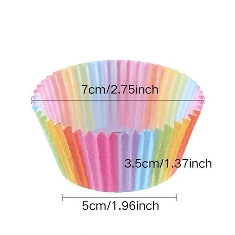 100Pcs Rainbow Cake Paper Cup