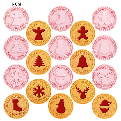 9Pcs 3D Christmas Cookie Cutters Biscuit Mold Santa Snowman Tree Elk Cookie Mould Stamp Xmas New Year Party Decor Baking Tools