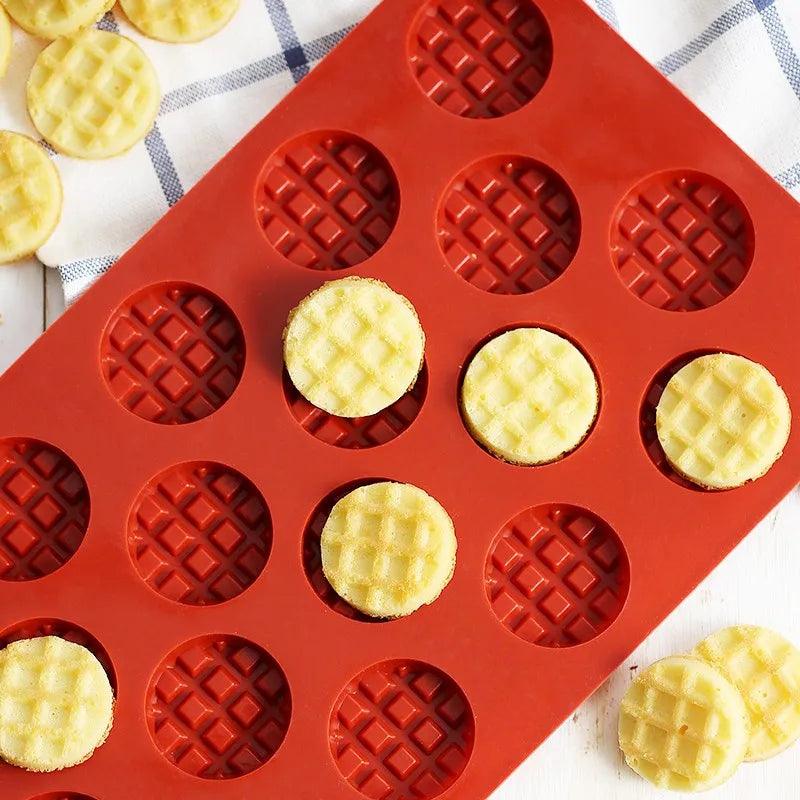 Cute Round Waffle Making Mold Practical Chocolate Making Tool Aroma Candle Silicone Mold