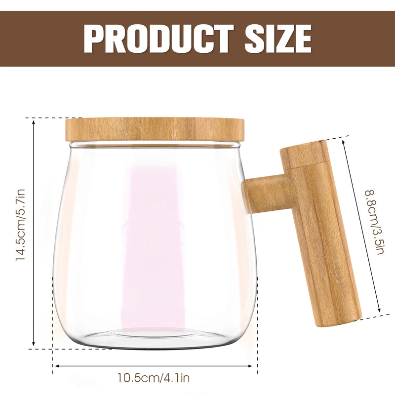 400ML Self Stirring Coffee Mug 7000rpm High Speed Self Mixing Glass Mug With Wooden Handle