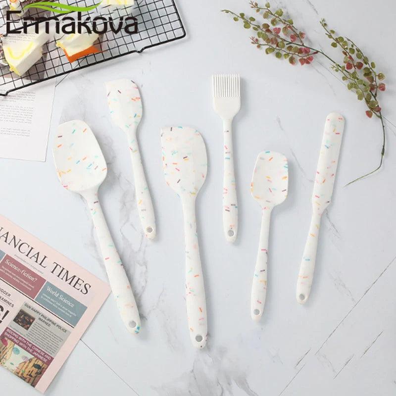 ERMAKOVA Food Grade Silicone Non-Stick Butter Cooking Spatula Set Cookie Pastry Scraper