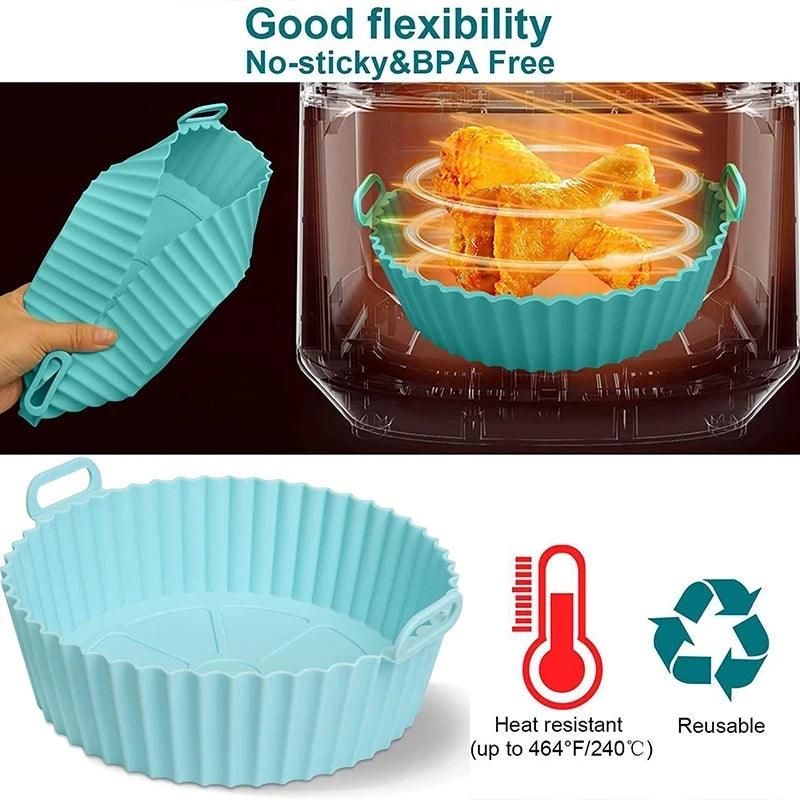 Silicone Basket Pot Tray Airfryer Liner For Air Fryer Reusable Container Accessories