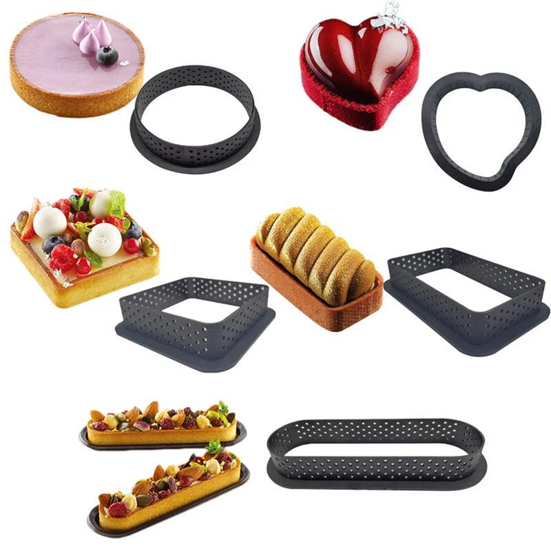 SHENHONG French Tarts Dessert Bake Stainless Steel Tart Ring or Plastic Tart Circle Food Grade Cake Mold Fruit Cream Pie Tools