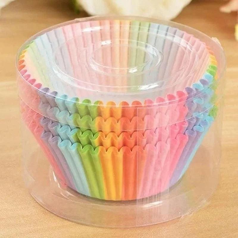 100Pcs Rainbow Cake Paper Cup