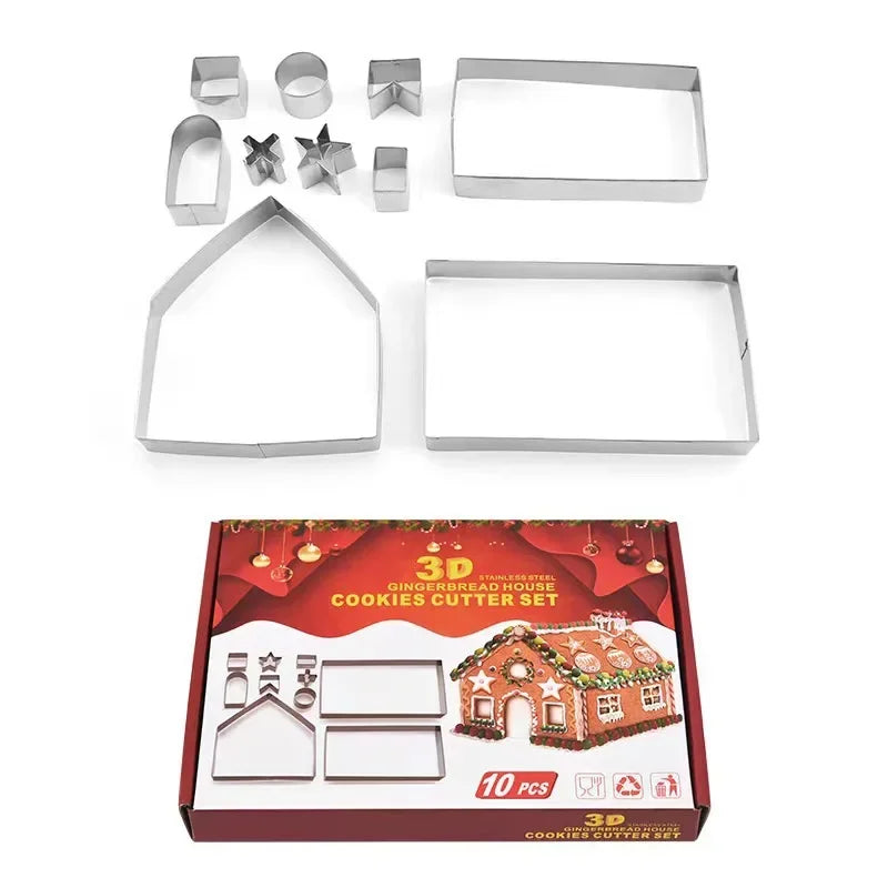 8/10/18/pcs Christmas Gingerbread House Cookie Cutter Set Stainless Steel Baking Mold Xmas