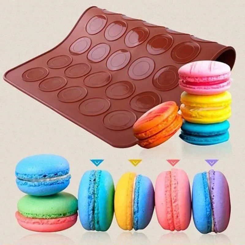 New Non-Stick Silicone Holes Macaron Macaroon Pastry Oven Baking Mould Sheet Mat Diy