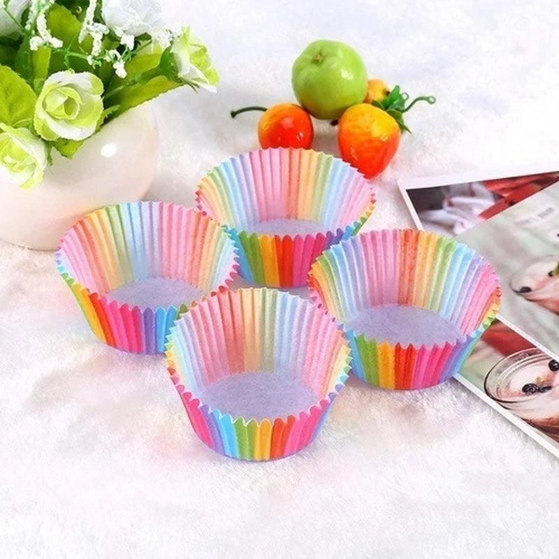 100Pcs Rainbow Cake Paper Cup