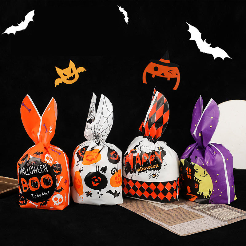 50 Pcs Halloween Packaging Bag Rabbit Ears Pumpkin Gift Bag