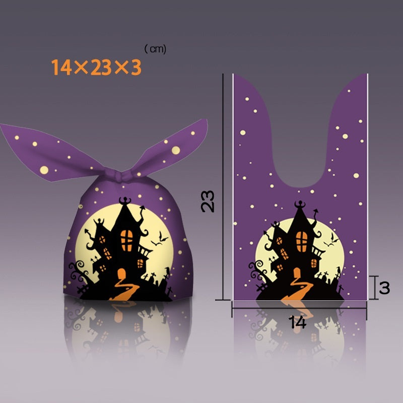 50 Pcs Halloween Packaging Bag Rabbit Ears Pumpkin Gift Bag