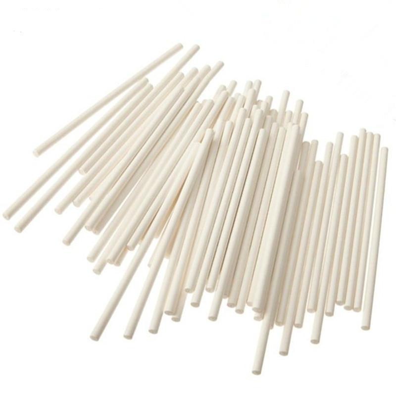 100pcs Solid Core Paper Lollipop Sticks 10/15/20cm Stick Lolly for Fondant Candy Chocolate Cake