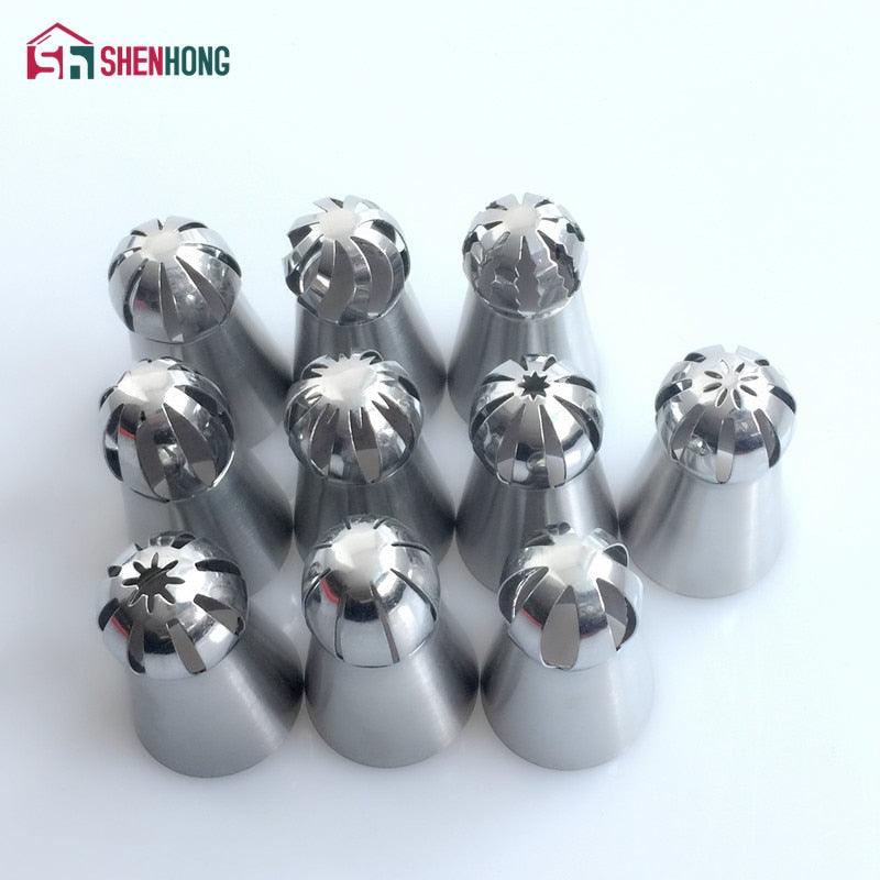 10PCS Russian Sphere Ball Piping Tips Stainless Steel Icing Nozzle Pastry Cupcake Baking Shape Cream