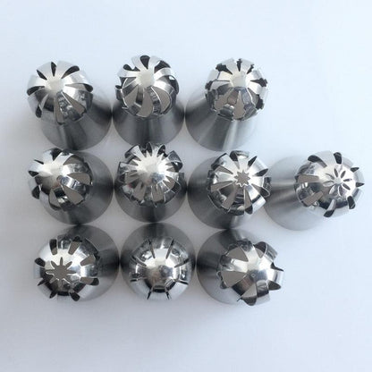 10PCS Russian Sphere Ball Piping Tips Stainless Steel Icing Nozzle Pastry Cupcake Baking Shape Cream