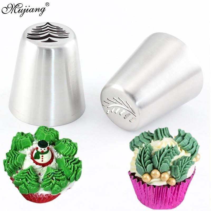 2Pcs Russian Icing Piping Tips Christmas Tree Pastry Nozzles Cake Cupcake Cookie Decoration Pastry - BAKEWARE : NEW ZEALAND