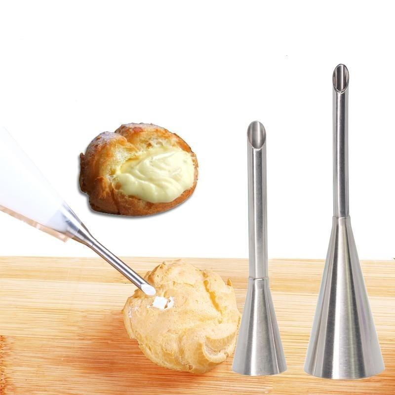 2pcs Puff Nozzle Tip Confectionery Stainless Steel Cake Cupcake Puffs Injection Tool Russian Icing