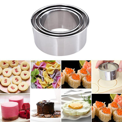 3PCS Stainless Steel Round Dumpling Molds Egg Tarts Dumpling Wrapper Mold Biscuit Cutting Kitchen