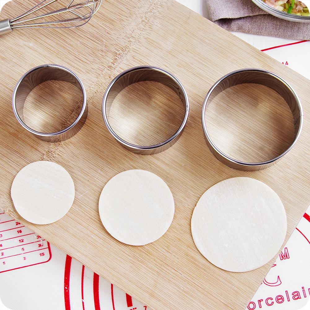 3PCS Stainless Steel Round Dumpling Molds Egg Tarts Dumpling Wrapper Mold Biscuit Cutting Kitchen