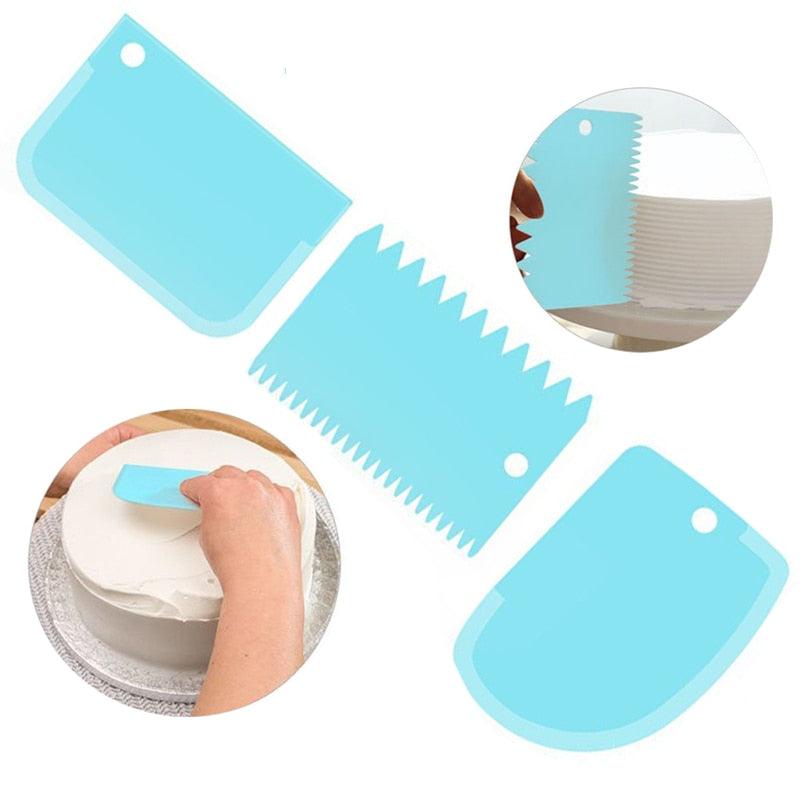 3Pcs/Set Plastic Cake Scraper Set Multifunction Blade Fondant Cake Decoration Tool Pastry Cream - BAKEWARE : NEW ZEALAND