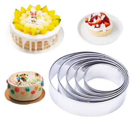 5pcs/set Round Circle Shape Metal Cookie Cutter Kitchen Bakeware Birthday Fondant Cake Mold