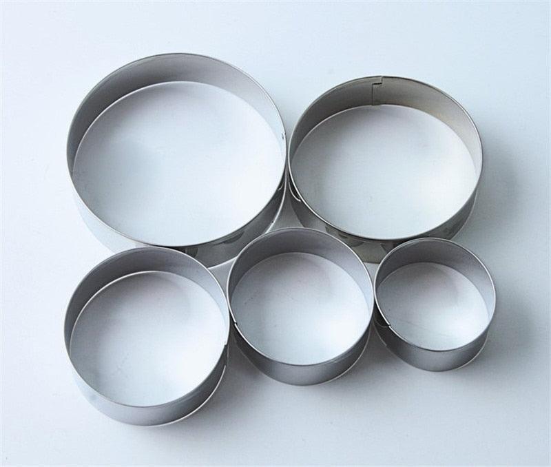 5pcs/set Round Circle Shape Metal Cookie Cutter Kitchen Bakeware Birthday Fondant Cake Mold