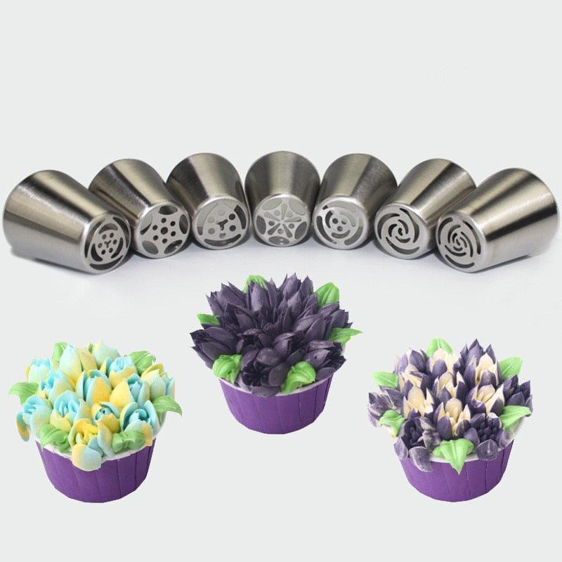 7pcs/lot Stainless Steel Russian Tulip Icing Piping Nozzle Cake Decoration Cream Tips DIY Cake - BAKEWARE : NEW ZEALAND