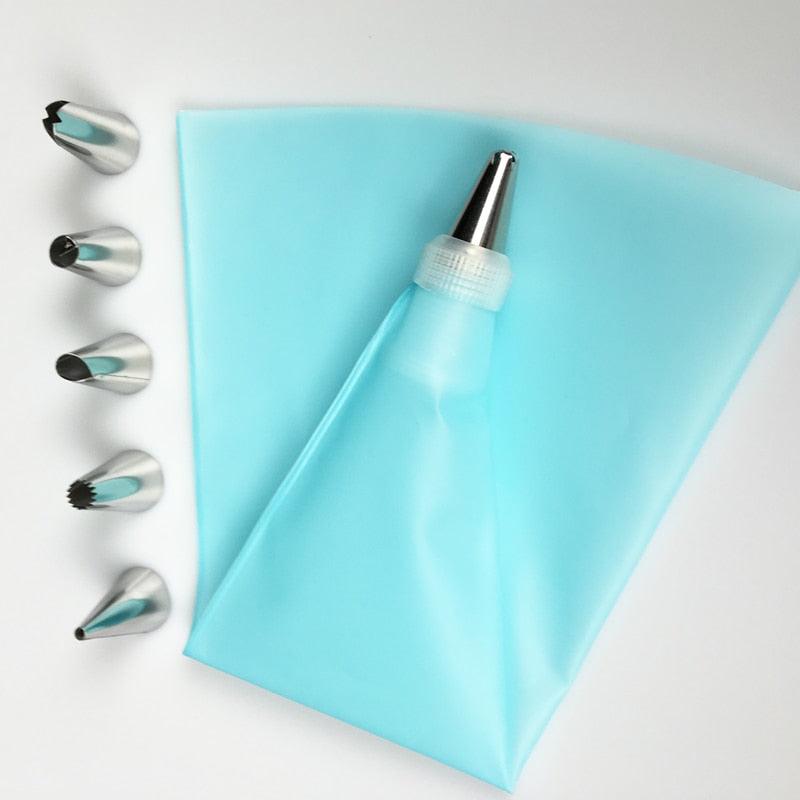 8 PCS/Set Silicone Kitchen Accessories Icing Piping Cream Pastry Bag + 6 Stainless Steel Nozzle - BAKEWARE : NEW ZEALAND