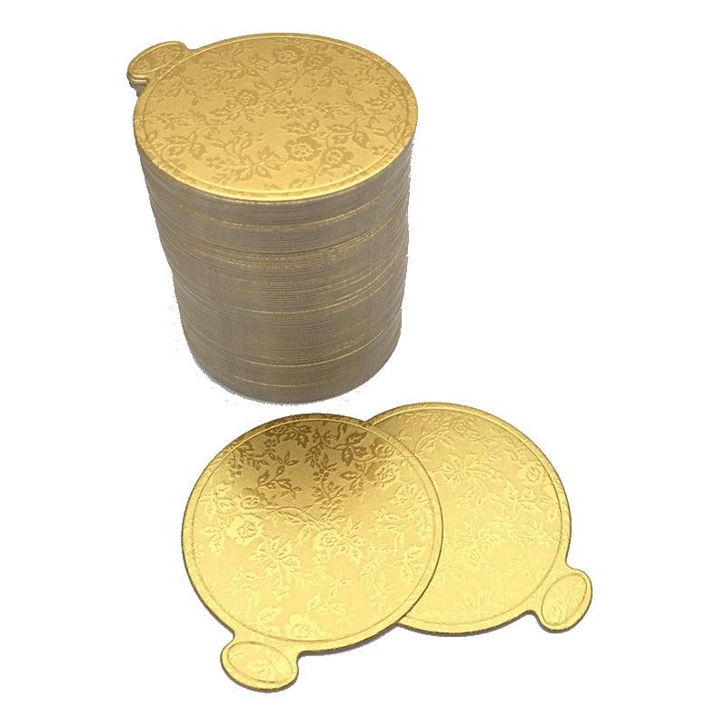 100pcs/Set Gold Printing Round Mousse Cake Boards Paper Cupcake Dessert Displays Tray Wedding - BAKEWARE : NEW ZEALAND