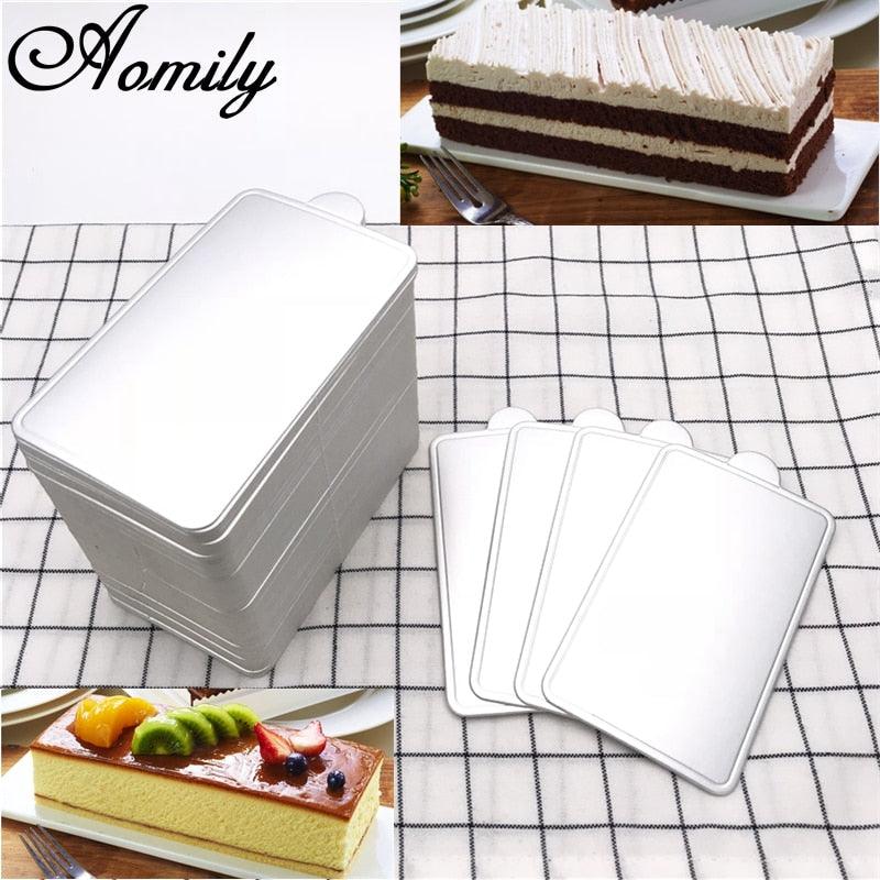 Aomily DIY Silvery 100pcs/Set Rectangle Mousse Cake BoardsPaper Cupcake Dessert Displays Tray - BAKEWARE : NEW ZEALAND