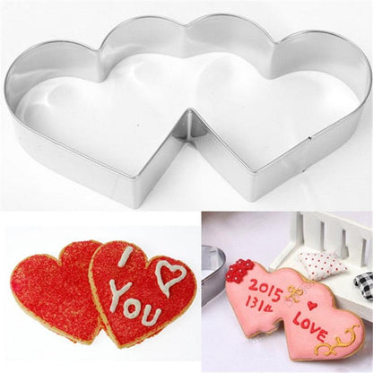 Aomily Lovely Double Heart Cookies Cutter Sweet Love Cake Pastry DIY Mould Baking Tools Stainless - BAKEWARE : NEW ZEALAND