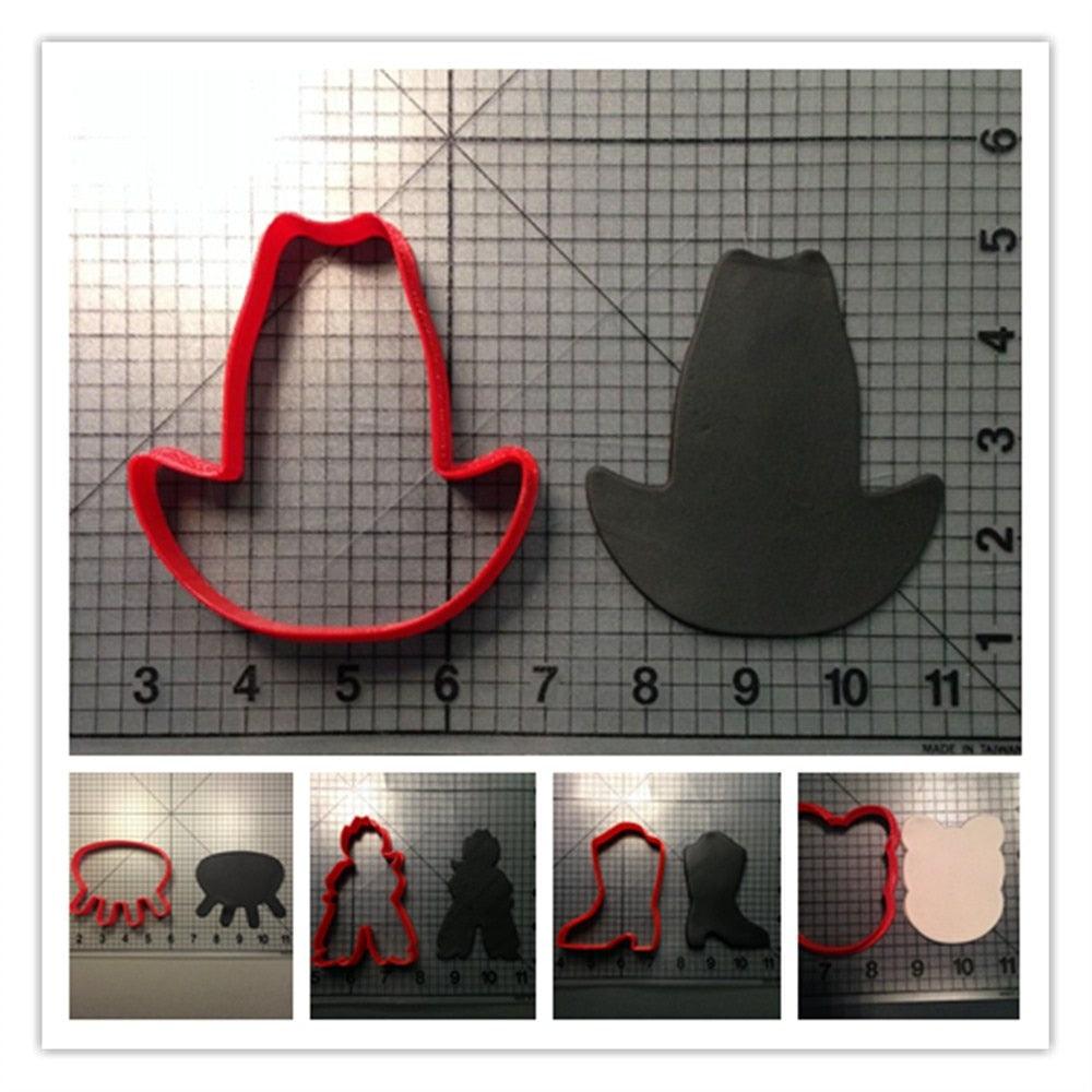 Cowboy Boot Hat Design Cookie Cutter Set Custom Made 3D Printed Fondant Cupcake Top Cutter Cake