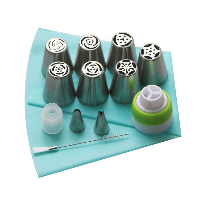 13PCS/Set Russian Icing Piping Tips 1 Pcs Silicone Bag 2 Coupler Leaf Nozzles Brush Cupcake - BAKEWARE : NEW ZEALAND